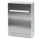 Briefkasten Edelstahl, mit weiß lackiertem Sicherheitsglas